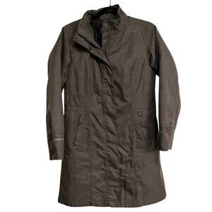 Womens Eddie Bauer Jacket Coat Gray Herringbone Weatheredge Insulated Petite S